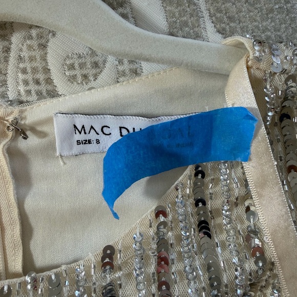 NWT Mac Duggal Dress Size 8 Embellished Sequin Beaded Flutter Sleeve 5575 Nude - Picture 11 of 11